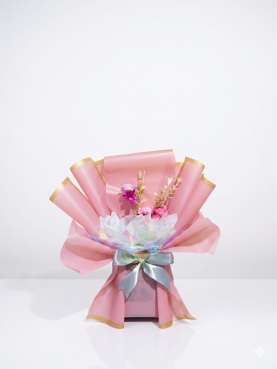 Buket Bunga Artificial Soft Pink